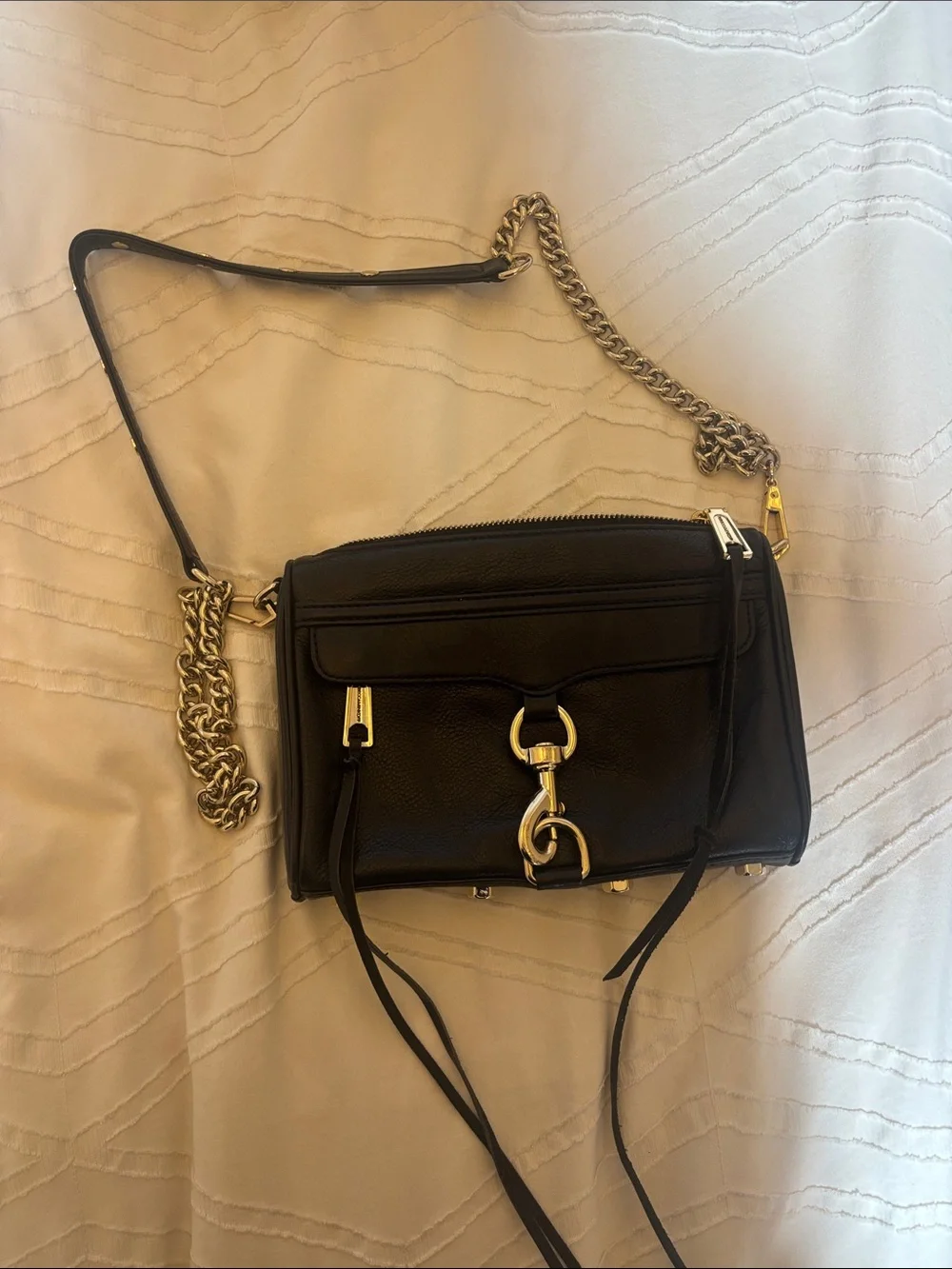 Rebecca Minkoff Black Leather Chain Strap Crossbody Bag